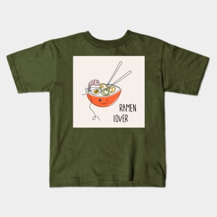 Kawaii bowl of ramen noodles Kids T-Shirt